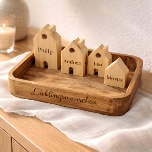Holz Deko Häuser mit Gravur – Set